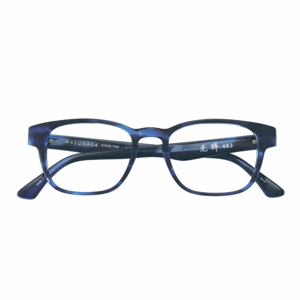 markante Masunaga Brille in Blau bei SCHÜTT in Ludwigsburg