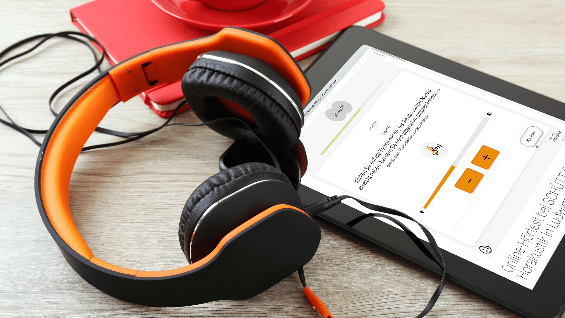 Online Hörtest mit Kopfhörer oder In-Ears - mit oder ohne Kabelanschluss bei SCHÜTT Optik · Hörakustik in Ludwigsburg