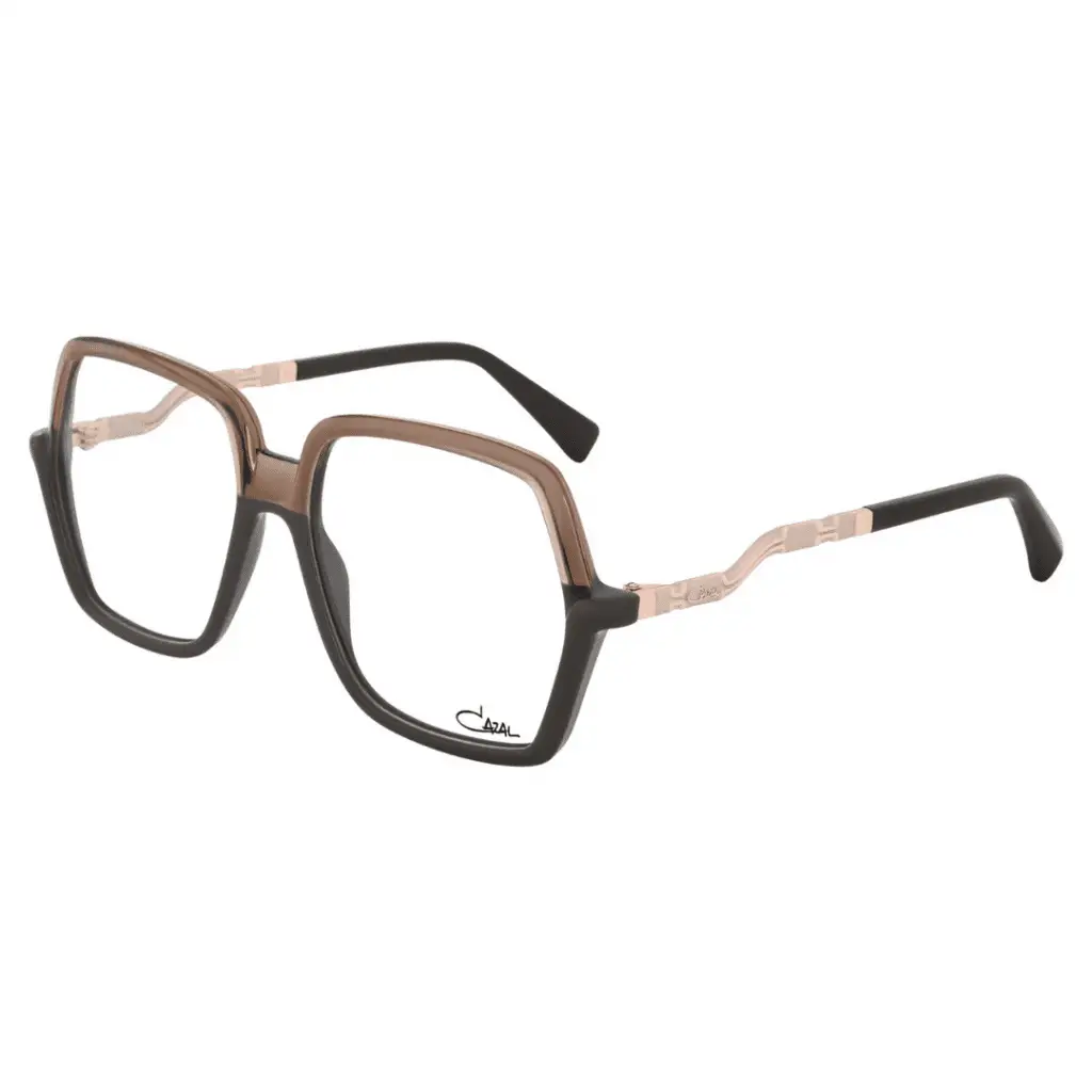 Designer-Brille mit großen, quadratischen Rahmen.