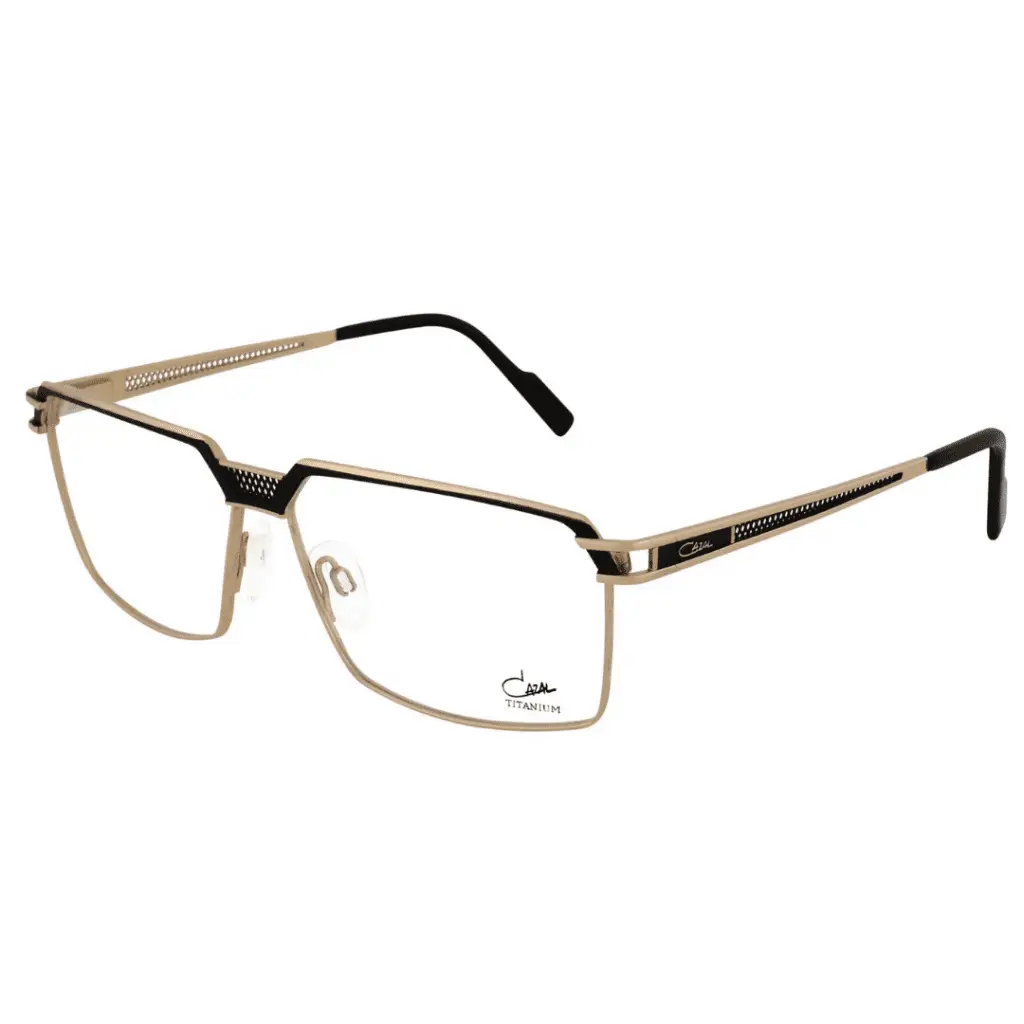 Designer-Brille aus Titan, gold-schwarz.