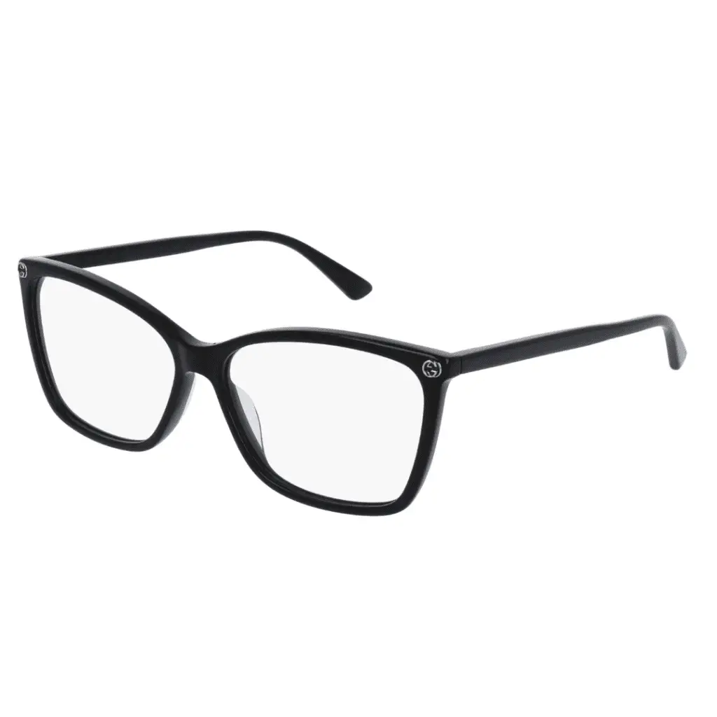 Schwarze, volle Randbrille von Gucci auf Weiß.