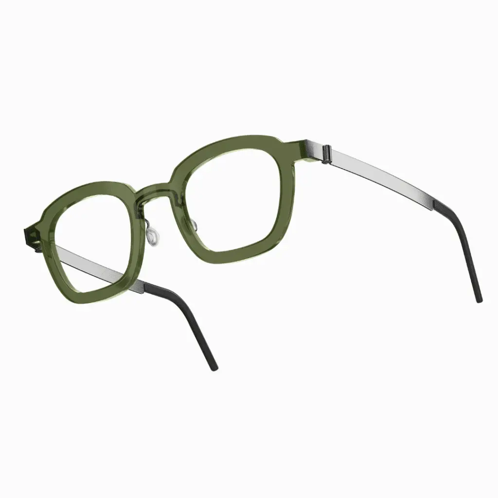 Grüne, runde Unisex-Brille VON LINDBERG Acetanium Floating.
