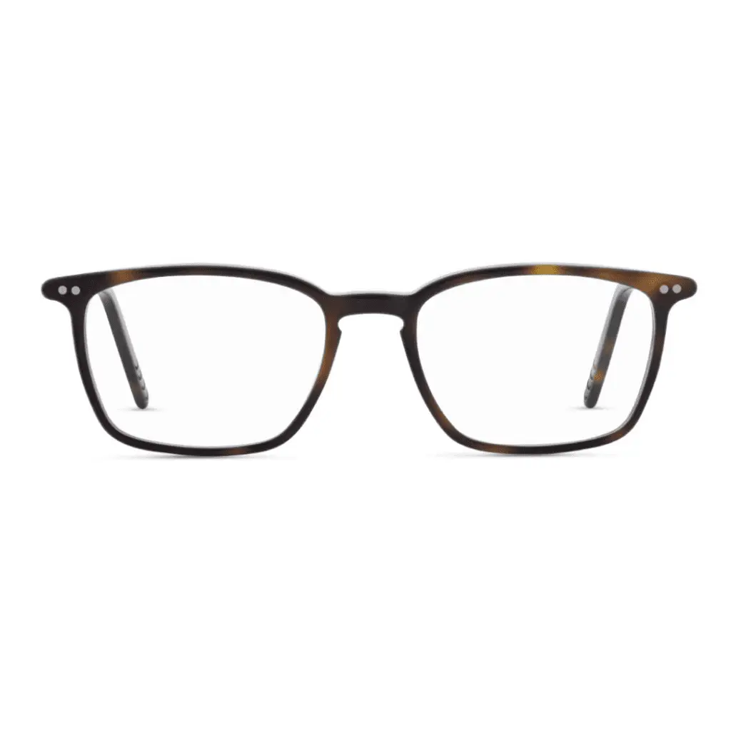 Braune Vollrandbrille von Lunor auf weißem Hintergrund.